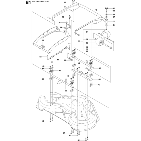 103cm Cutting Deck Assembly-1 for Husqvarna R316 T Riders