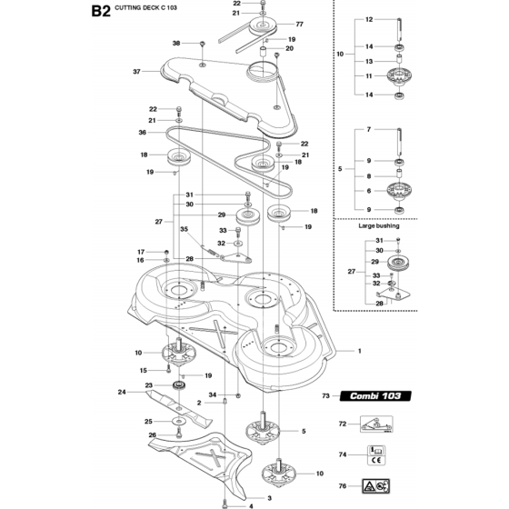 103cm Cutting Deck Assembly-2 for Husqvarna R316 T Riders