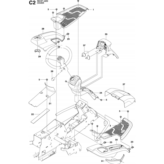 Cover Assembly-3 for Husqvarna R316 T AWD Riders