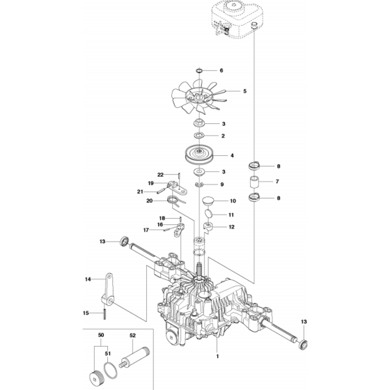 Transmission Assembly-2 for Husqvarna R316 Ts AWD Riders