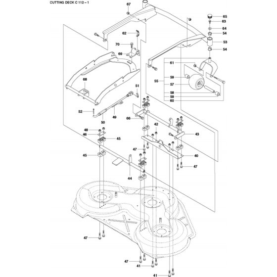 44"/112cm Cutting Deck Assembly-1 for Husqvarna R316 Ts AWD Riders