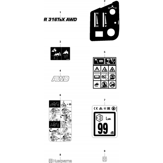 Decals for Husqvarna R316 TsX AWD Riders