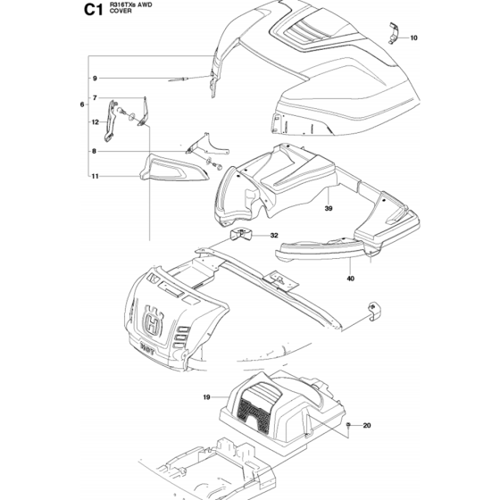 Cover Assembly-1 for Husqvarna R316 TXs AWD Riders