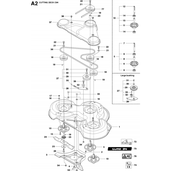 94cm Cutting Deck Assembly-2 for Husqvarna R320 AWD Riders