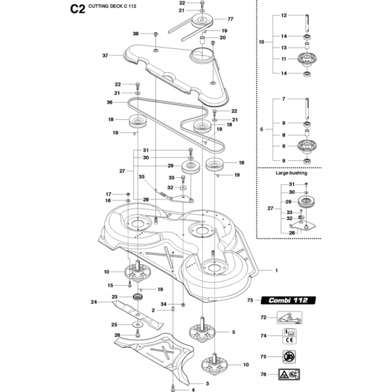 44"/112cm Cutting Deck Assembly-2 for Husqvarna R320 AWD Riders