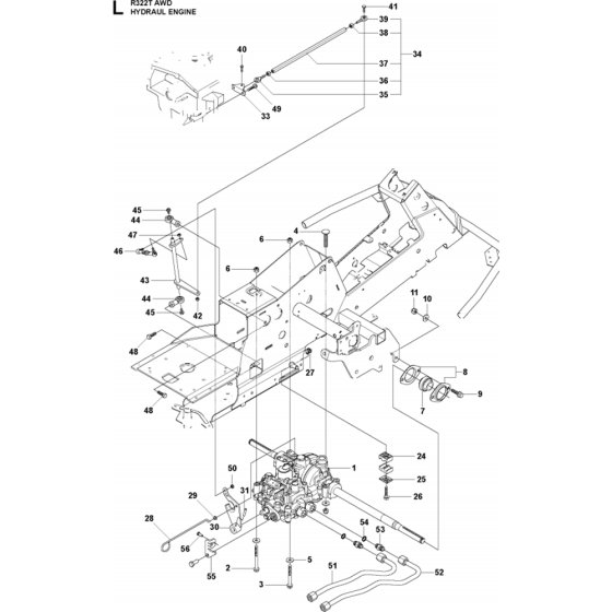 Transmission Assembly-2 for Husqvarna R332T AWD Riders