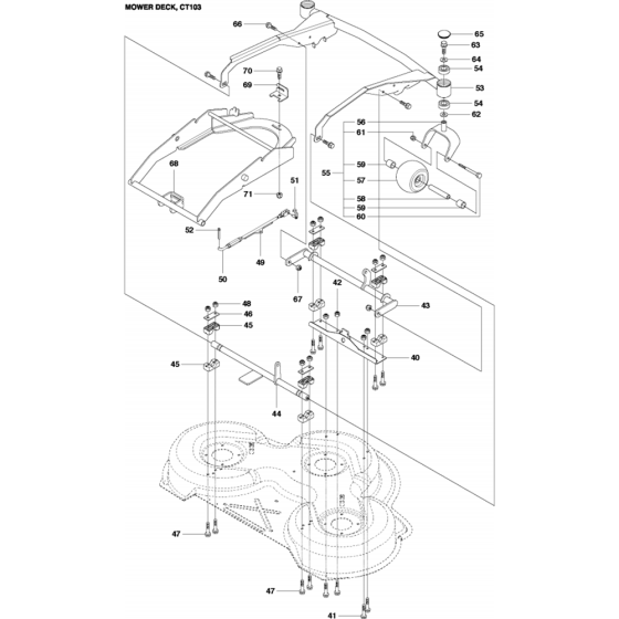 103cm Cutting Deck Assembly-2 for Husqvarna R418 Ts Riders