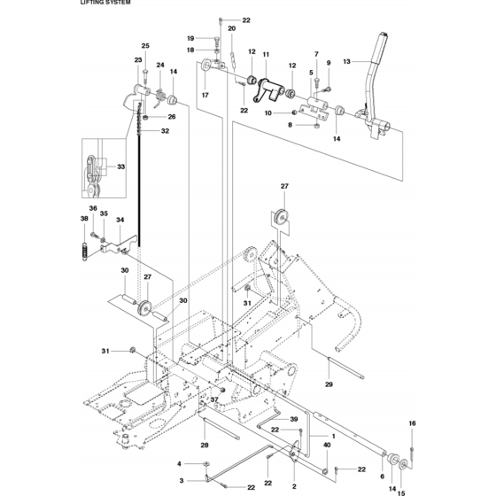 Mower Lift/Deck Lift Assembly for Husqvarna R418 TS AWD Riders