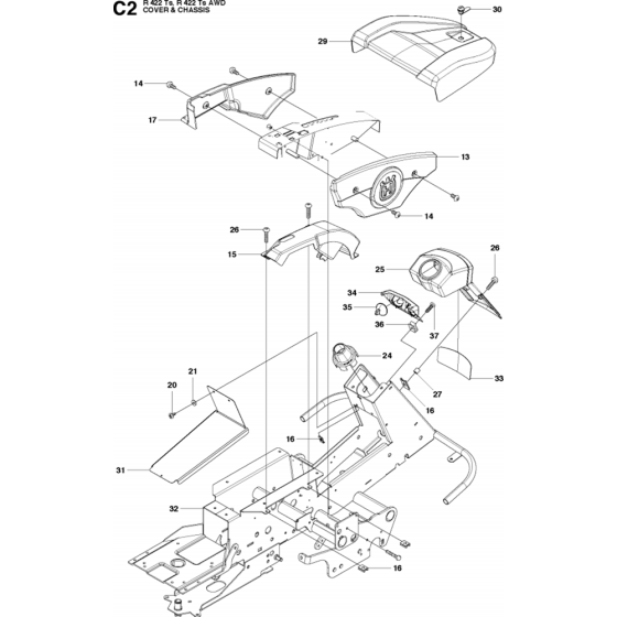 Chassis and Enclosures Assembly-2 for Husqvarna R422 Ts Riders