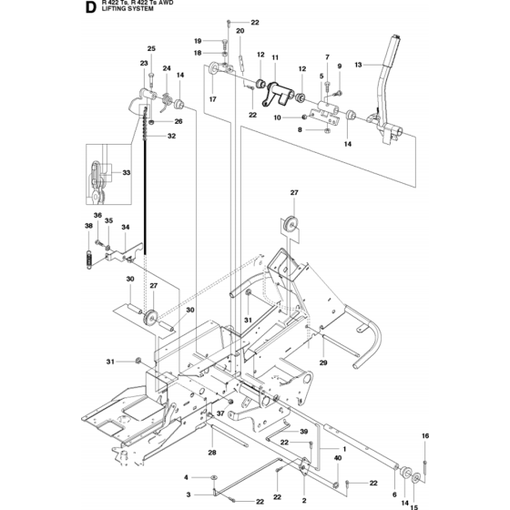 Mower Lift/Deck Lift Assembly for Husqvarna R422 Ts Riders