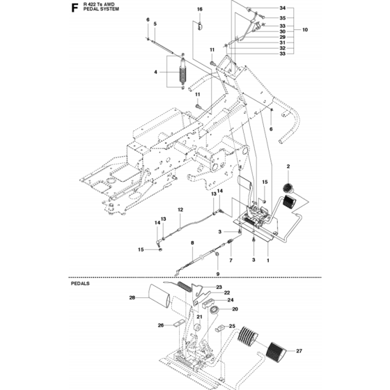 Pedals Assembly for Husqvarna R422 Ts AWD Riders