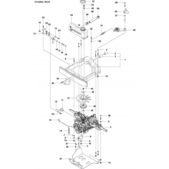 Chassis Rear Assembly for Husqvarna R422 Ts AWD Riders