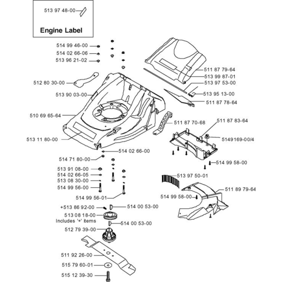 Frame Assembly for Husqvarna R50 S Lawn Mowers