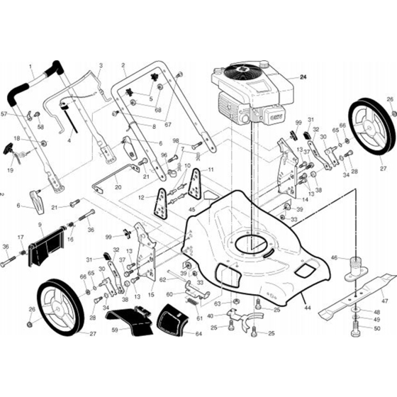 Frame Assembly for Husqvarna R53 SVL Lawn Mowers