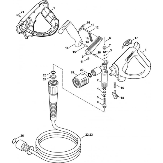 Spray Gun, High Pressure Hose for Stihl RB 302 Cold Pressure Washers.