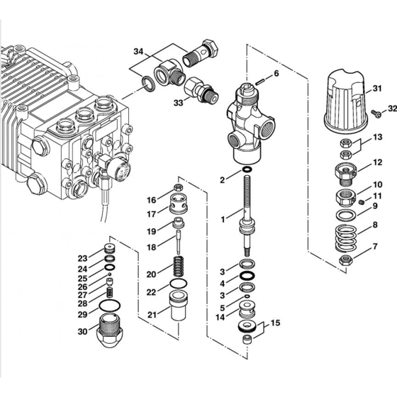 Regulation Valve Block, Control Piston for Stihl RB 402 Cold Pressure Washers.