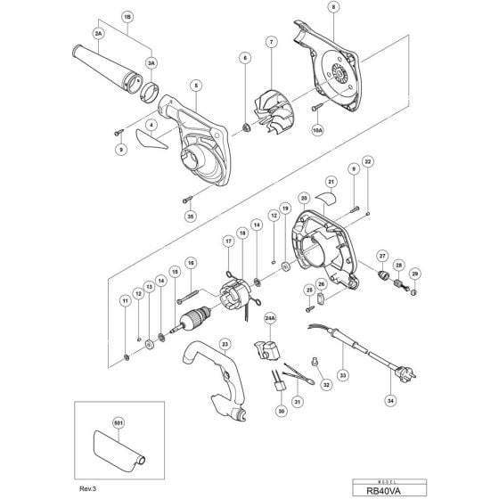 Main Assembly for Hikoki RB40VA Blower