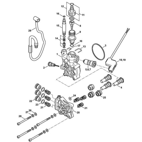 Pump Housing, Valve Block Assembly for Stihl RE 109 Pressure Washer