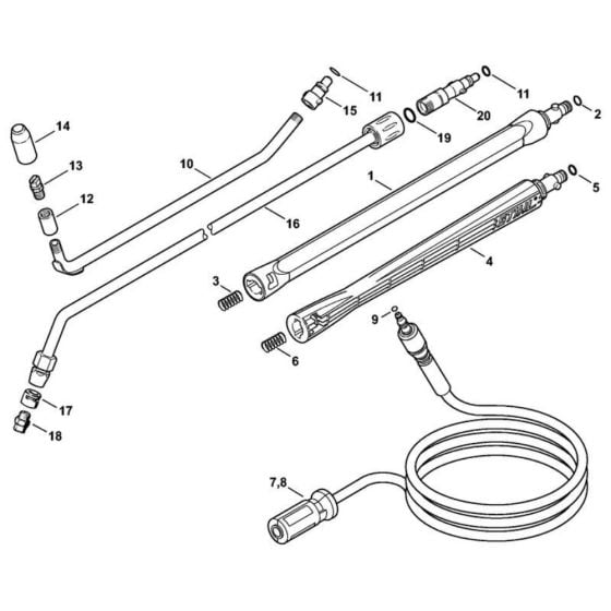 Spray Lance Assembly for Stihl RE 109 Pressure Washer