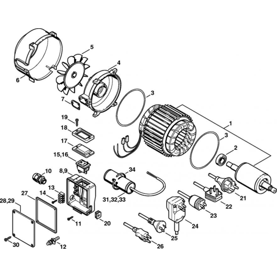 Electric Motor for Stihl RE 102 K, RE 104 K, RE 106 K  Cold Pressure Washers.