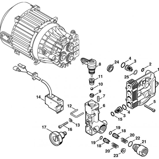 Regulation Valve Block for Stihl RE 102 KM, RE 104 KM, RE 106 KM  Cold Pressure Washers.