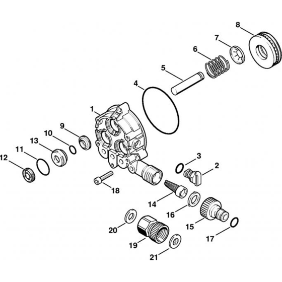 Pump Housing for Stihl RE 105 K Cold Pressure Washers.