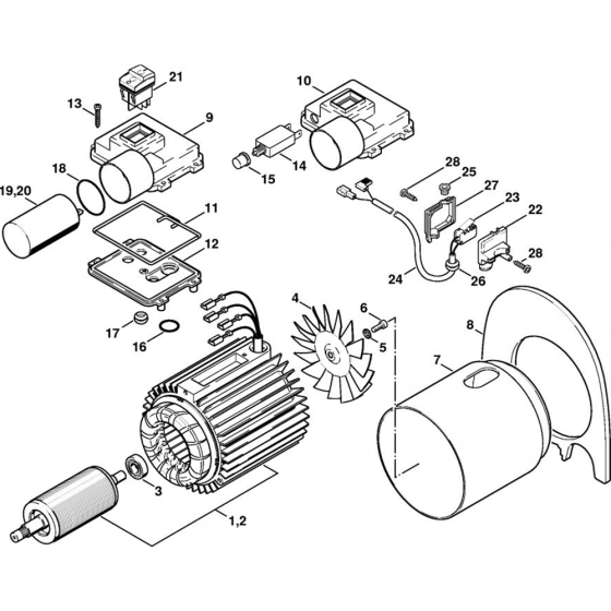 Electric Motor, Switch Housing for Stihl RE 115 K, RE 125 K  Cold Pressure Washers.