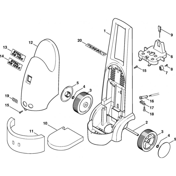 Chassis, Machine Cover for Stihl RE 116 K, RE 126 K  Cold Pressure Washers.