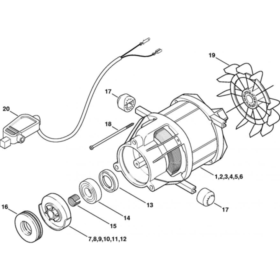 Electric Motor for Stihl RE 117, RE 127, RE 127 PLUS Cold Pressure Washers.