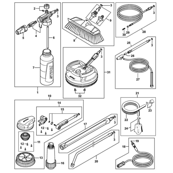 Accessories RE90 - 170 PLUS for Stihl RE 130 PLUS Pressure Washer