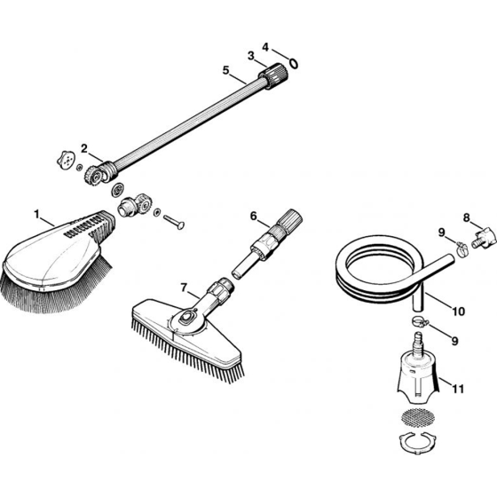 Washing Brush, Suction Hose for Stihl RE 140 K, RE 160 K  Cold Pressure Washers.