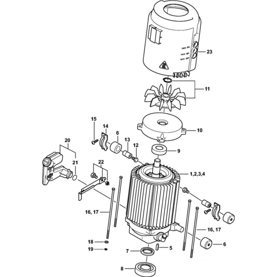 Electric Motor Assembly for Stihl RE 232, RE 272 PLUS, RE 282 PLUS Cold Pressure Washers.