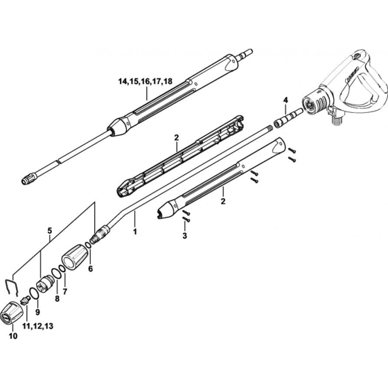 Spray Lance/ Wand Assembly for Stihl RE 232, RE 272 PLUS, RE 282 PLUS Cold Pressure Washers.