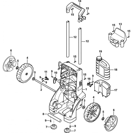 Chassis Assembly for Stihl RE 232, RE 272 PLUS, RE 282 PLUS Cold Pressure Washers.