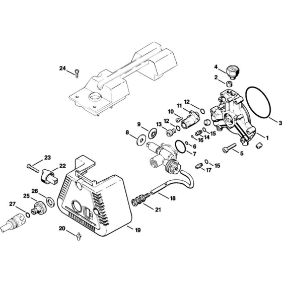 Pump Cover Assembly for Stihl RE 250 K, RE 260 K Cold Pressure Washers.