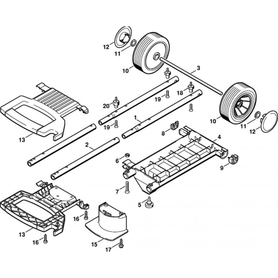 Chassis Assembly for Stihl RE 250 K, RE 260 K Cold Pressure Washers.