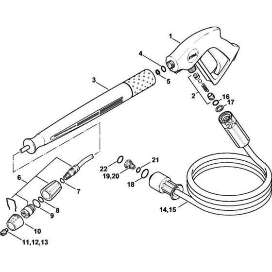 Spray Gun, Spray Lance Assembly for Stihl RE 270 K, RE 280 K Cold Pressure Washers.