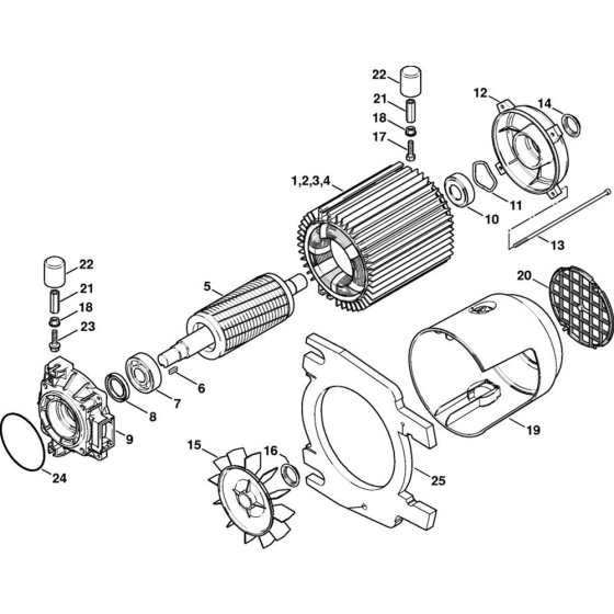 Electric Motor Assembly for Stihl RE 271, RE 271 PLUS, RE 281, RE 281 PLUS  Cold Pressure Washers.