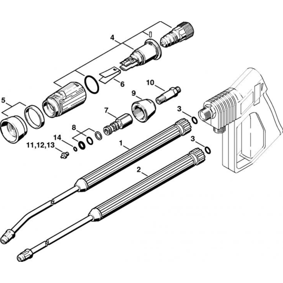 Spray Lance/ Wand, Spray Head Vario SP 300 Assembly for Stihl RE 310 K, RE 340 K, RE 440 K Cold Pressure Washers.