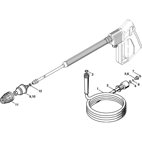 High-Pressure Hose, Rotordüse Assembly for Stihl RE 310 K, RE 340 K, RE 440 K Cold Pressure Washers.