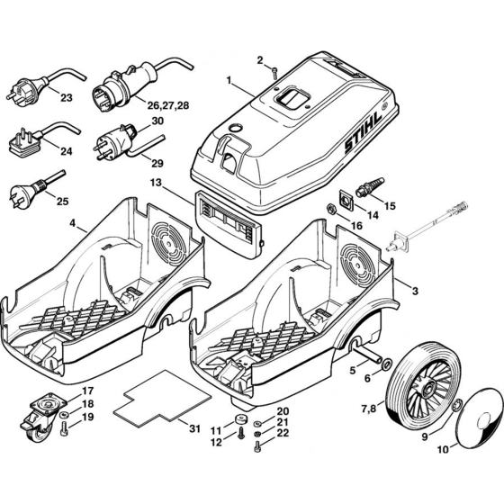 Shroud Assembly for Stihl RE 310 K, RE 340 K, RE 440 K Cold Pressure Washers.