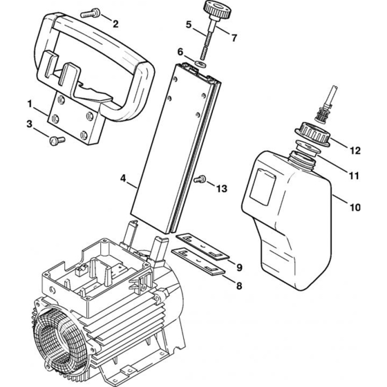 Handlebar, Container Assembly for Stihl RE 310 K, RE 340 K, RE 440 K Cold Pressure Washers.