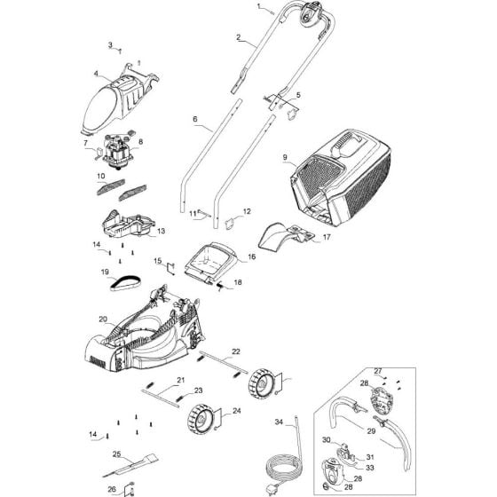 Complete Product Assembly for Flymo RE320 Mowers