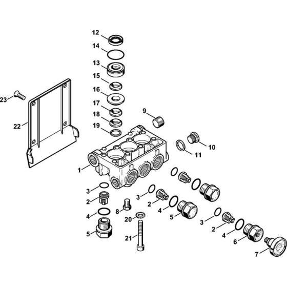 Valve Block Assembly for Stihl RE 360 K, RE 360 K PLUS, RE 460 K Cold Pressure Washers.