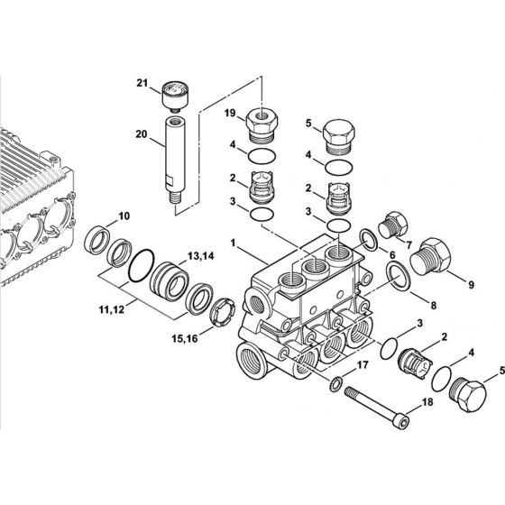 Valve Block Assembly for Stihl RE 361, RE 361 PLUS, RE 461, RE 461 PLUS, RE 471, RE 471 PLUS Cold Pressure Washers.