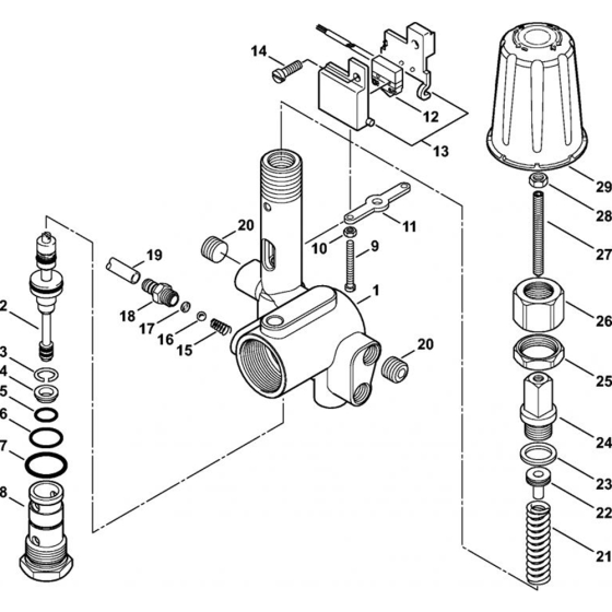 Regulation Valve Block Assembly for Stihl RE 361, RE 361 PLUS, RE 461, RE 461 PLUS, RE 471, RE 471 PLUS Cold Pressure Washers.