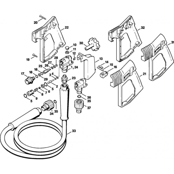 Spray Gun Assembly for Stihl RE 400 K, RE 401 K, RB 400 K Cold Pressure Washers.