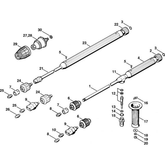 Spray Lance/ Wand Assembly for Stihl RE 400 K, RE 401 K, RB 400 K Cold Pressure Washers.