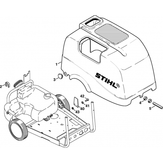 Machine Cover Assembly for Stihl RE500W, RE530W, RE560W Hot Pressure Washers