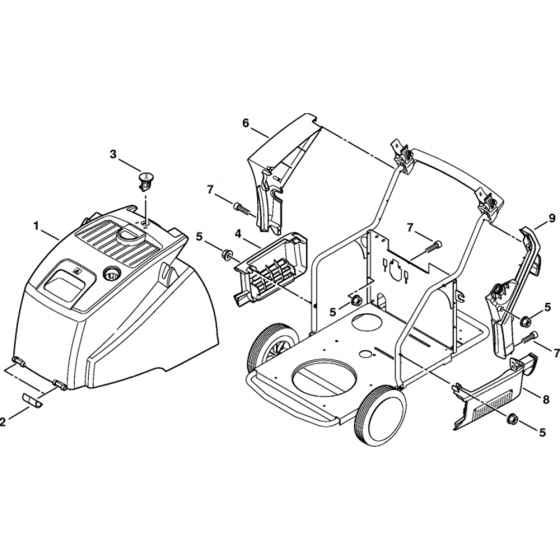 Machine Cover Assembly for Stihl RE521, RE551, RE581 Hot Pressure Washers